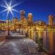 Фотообои FTP-3-02-00030 Ночной город Бостон, фонарь на улице №1