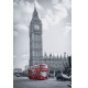 Фотообои FTP-2-02-00037 Красный автобус и черно-белый Биг-Бен в Лондоне №1