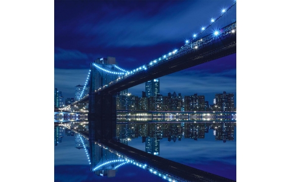 Фотообои FTP-3-04-00005 Ночной город, Бруклинский мост в Нью-Йорке