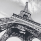Фотообои FTP-3-04-00006 Черно-белая Эйфелева башня в Париже №1