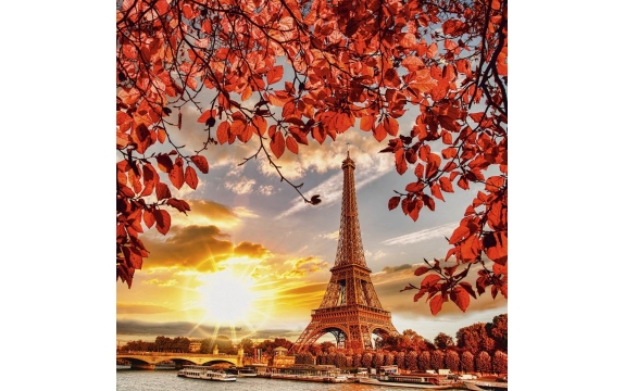 Фотообои FTP-3-04-00009 Эйфелева башня на закате, Париж осенью