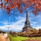 Фотообои FTP-3-04-00011 Эйфелева башня в осеннем парке Парижа №1