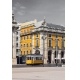 Фотообои FTP-2-04-00014 Городская улица в черно-белых тонах, желтый трамвай №1