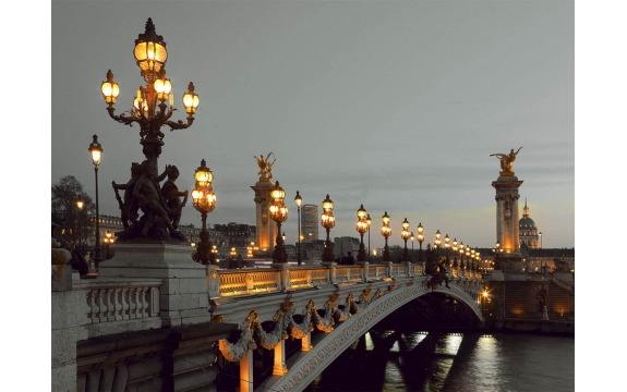 Фотообои FTP-4-04-00020 Свет ночных фонарей на мосту в Париже