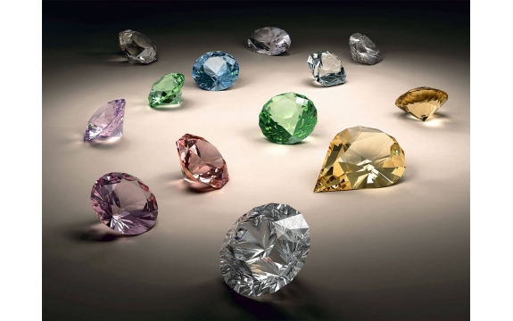 Фотообои 3D FTP-4-09-00056 Стереоскопические цветные алмазы на темном фоне