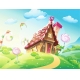 Фотообои FTP-4-10-00008 Красочная композиция с карамельным домиком для детской №1