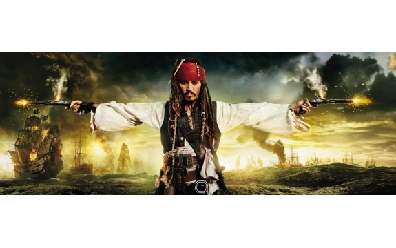 Фотообои Komar 1-419 «Пираты Карибского моря - Капитан Джек Воробей» (Pirates & Pistols), 202 × 73 см, 1 лист