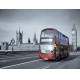 Фотообои FTP-4-11-00001 Черно-белый Лондон и красный автобус на дороге №1