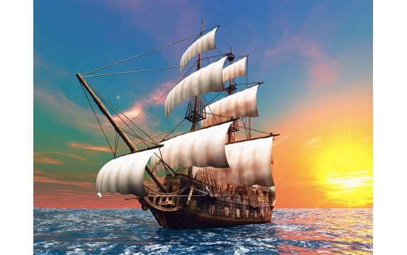 Фотообои FTP-4-11-00014 Пиратский корабль на фоне морского заката