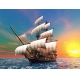 Фотообои FTP-4-11-00014 Пиратский корабль на фоне морского заката №1