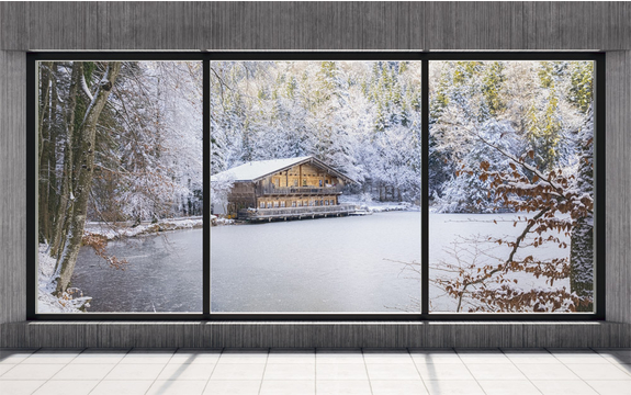 Фотообои MXL-00316 Окно на зимнее озеро