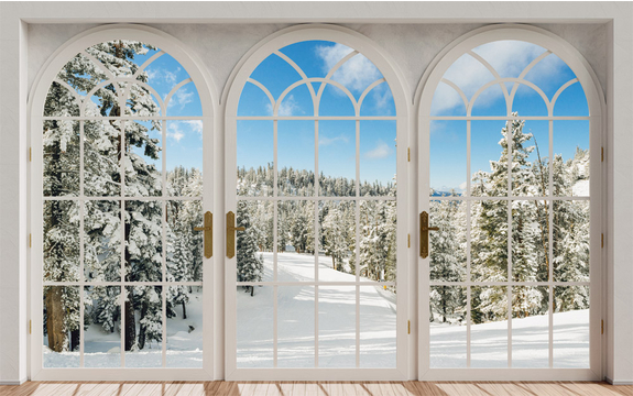Фотообои MXL-00317 Окна с видом на зимний лес
