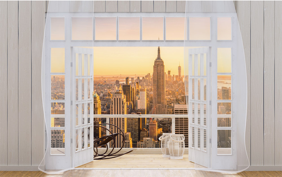 Фотообои MXL-00314 Вид с балкона на небоскребы Нью-Йорка
