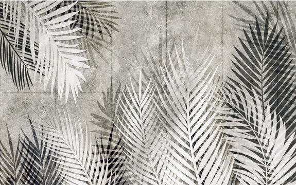 Фотообои MXL-00297 Пальмовые листья на бетонной стене