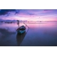 Фотообои FTS-01-00018 Сиреневый пейзаж с лодкой на озере №1